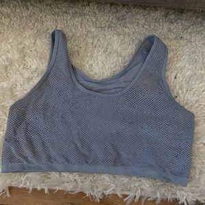 Baby Blue Mesh Look Sports Bra